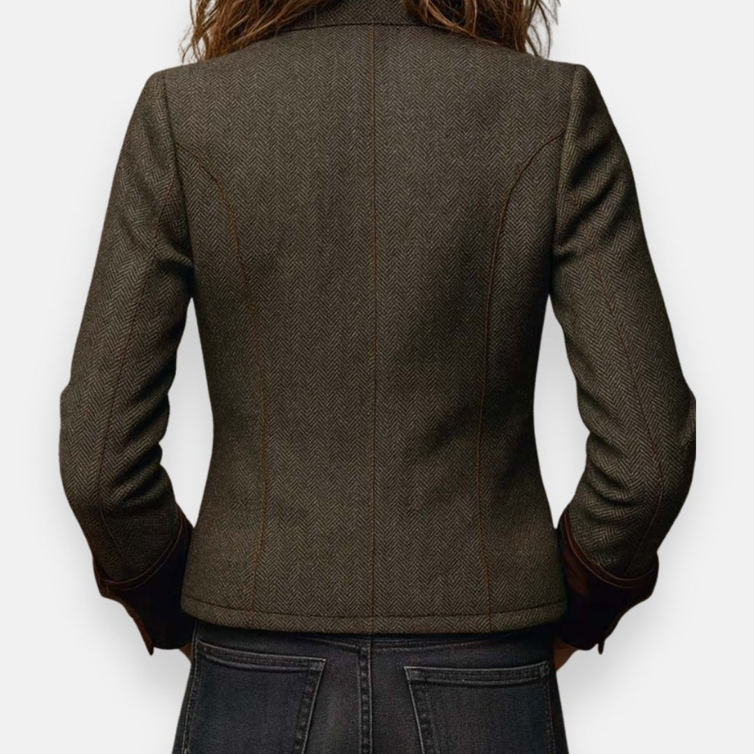 Vivienne | Herringbone Structured Button-Front Blazer