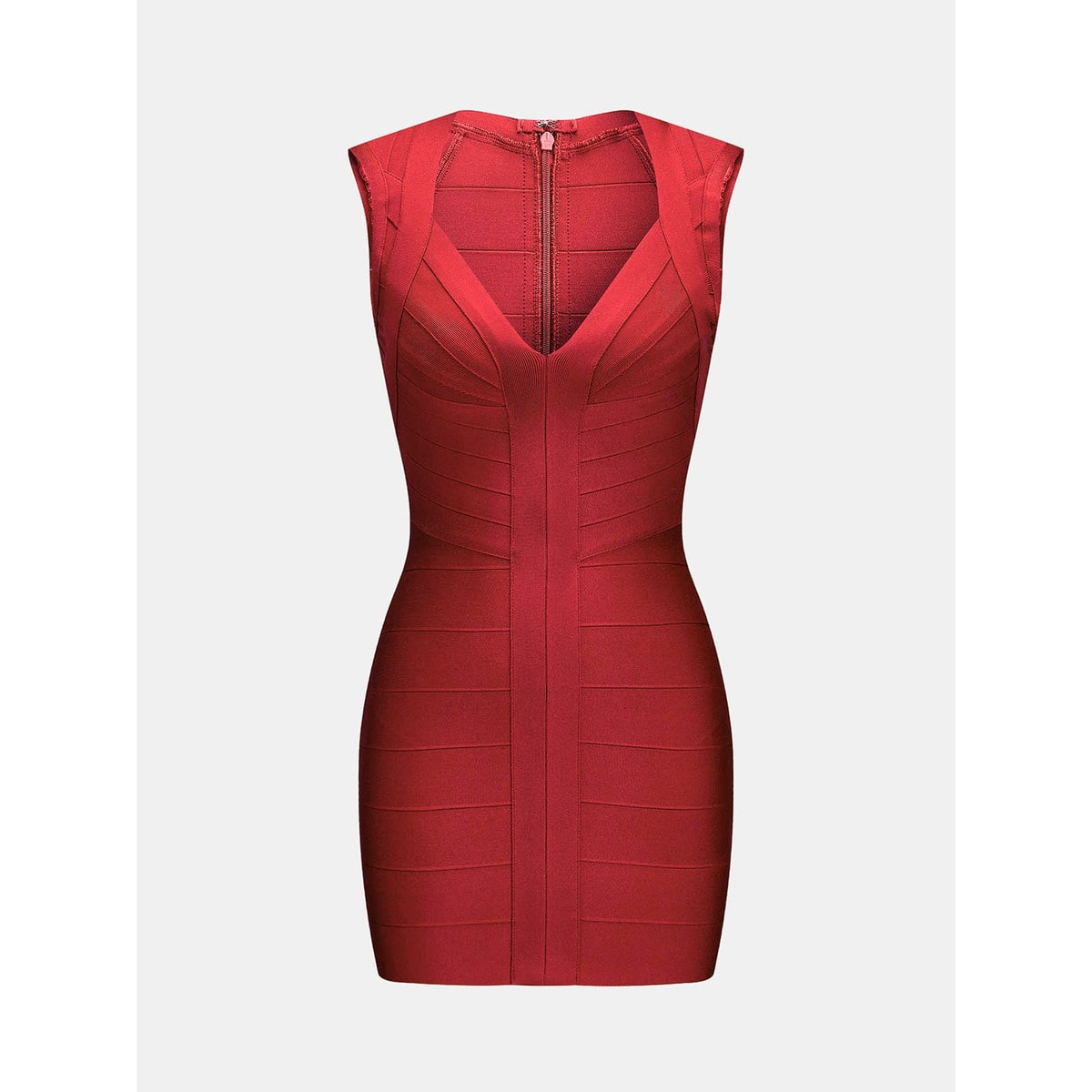 Women's Homecoming Bandage Bodycon Mini Dress with Deep V-Neck and Structured Paneling