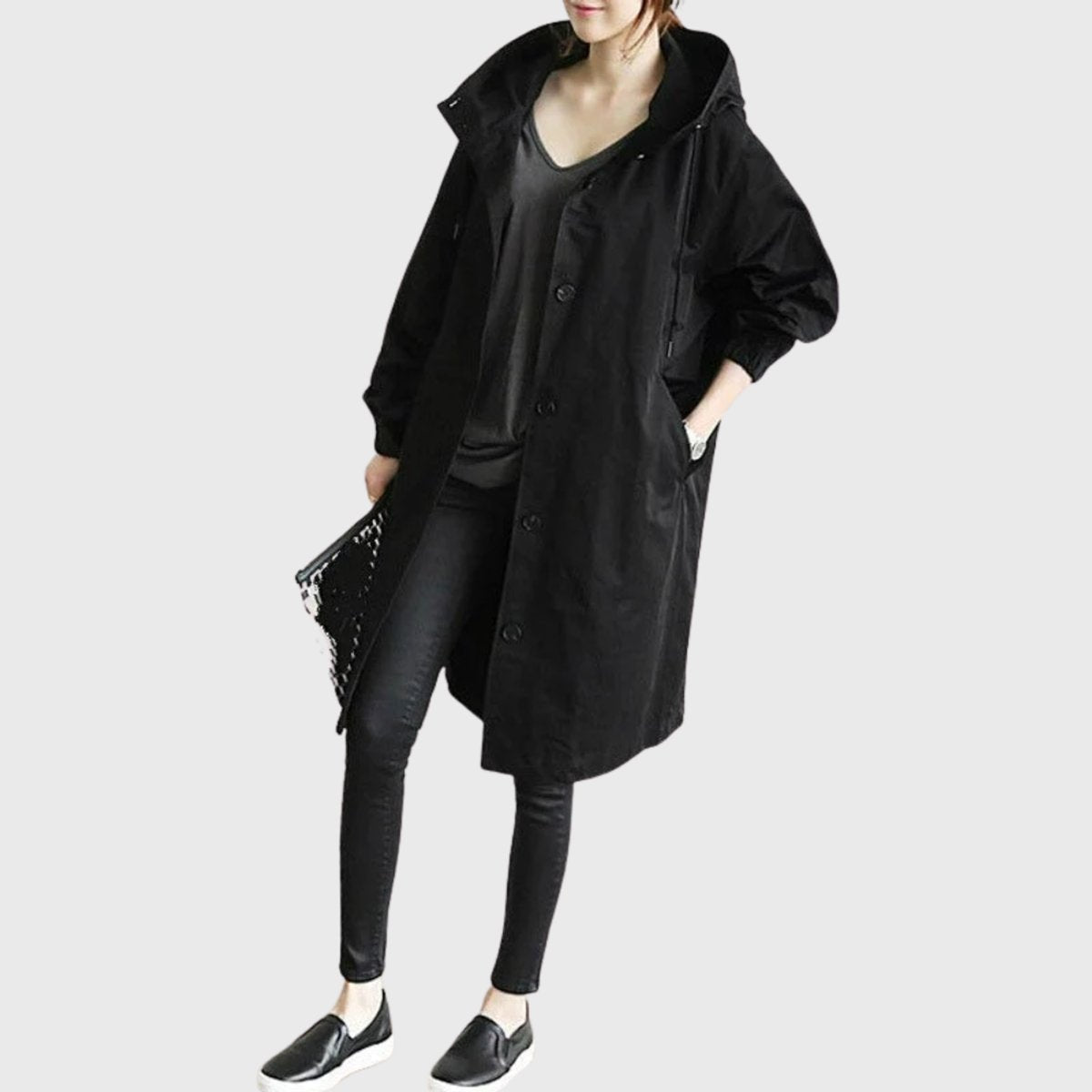 Georgia | Hooded Water-Repellent Oversized Long Plus Size Trench Coat