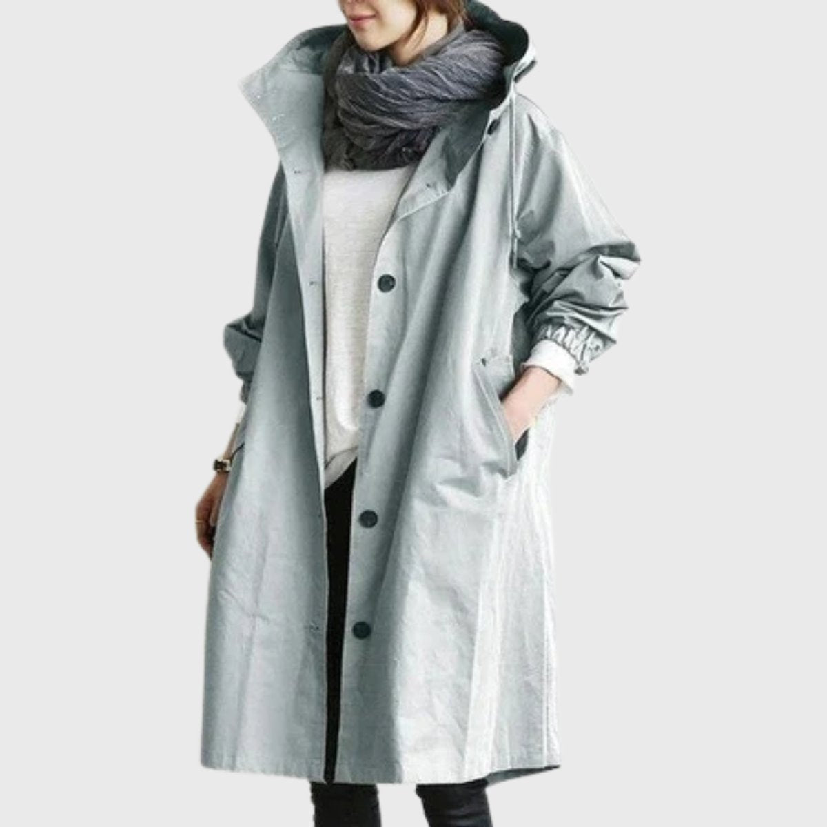 Georgia | Hooded Water-Repellent Oversized Long Plus Size Trench Coat