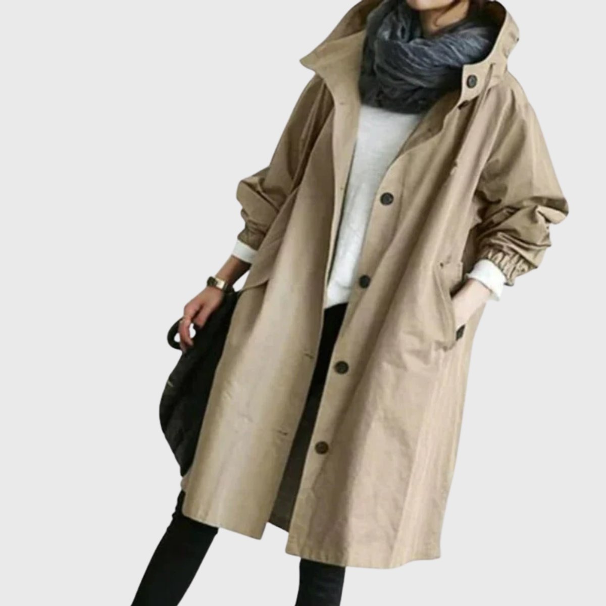 Georgia | Hooded Water-Repellent Oversized Long Plus Size Trench Coat