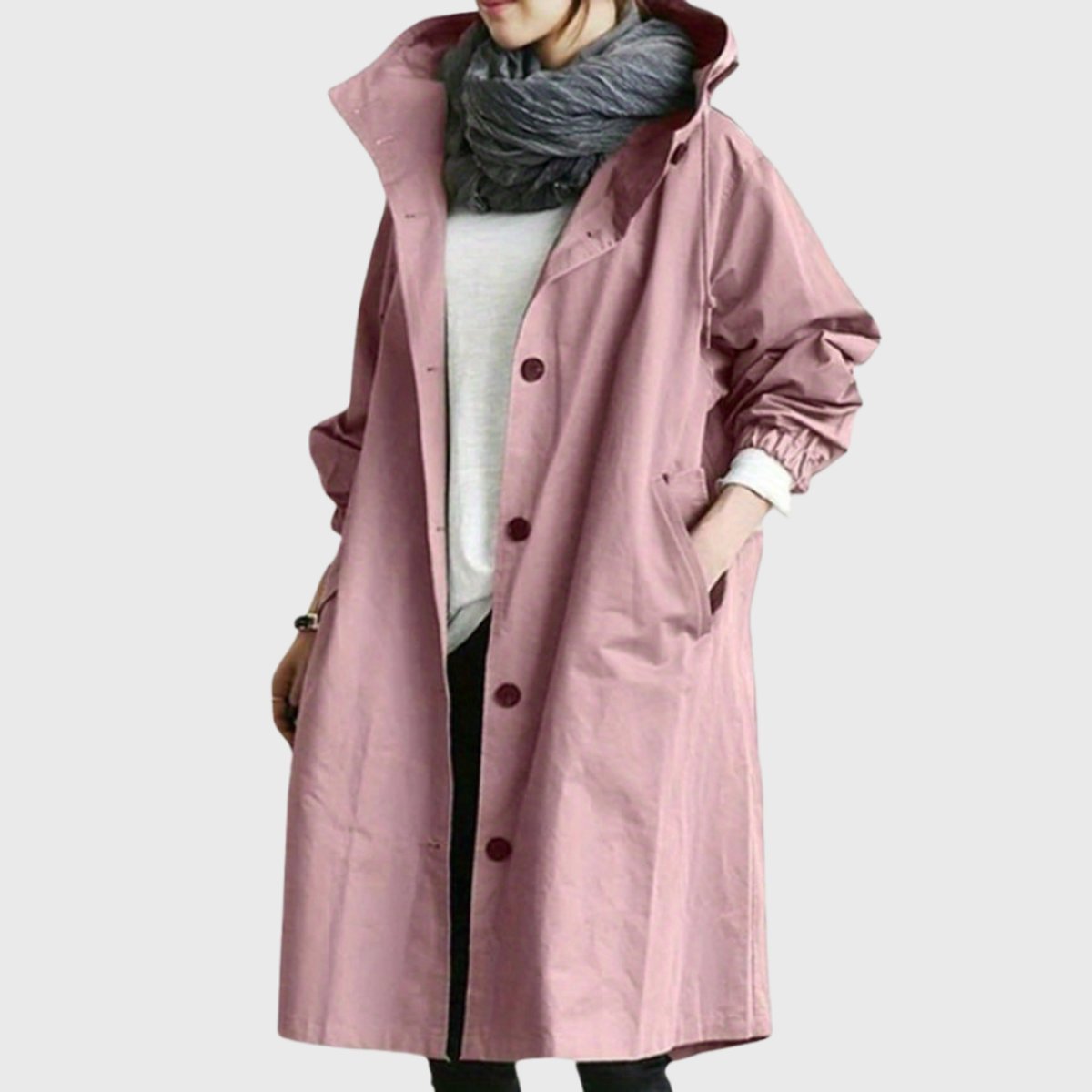 Georgia | Hooded Water-Repellent Oversized Long Plus Size Trench Coat