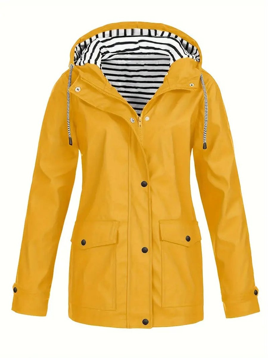 Elspeth | Hooded Striped-Lined Plus Size Rain Jacket