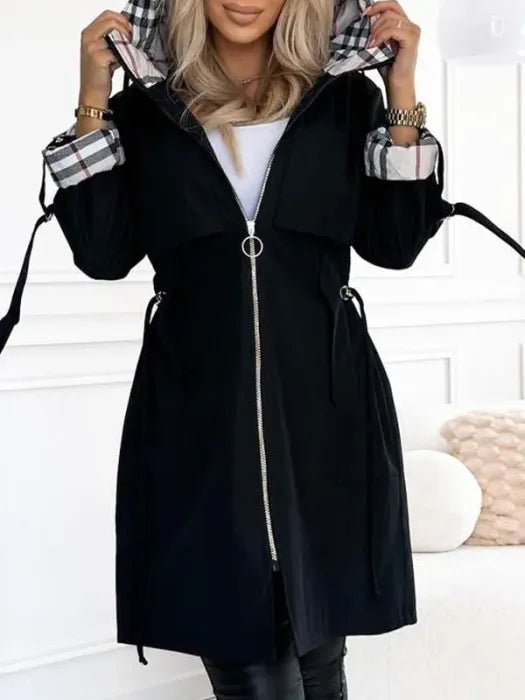 Ivy | Hooded Waterproof Windproof Zip Trench Coat