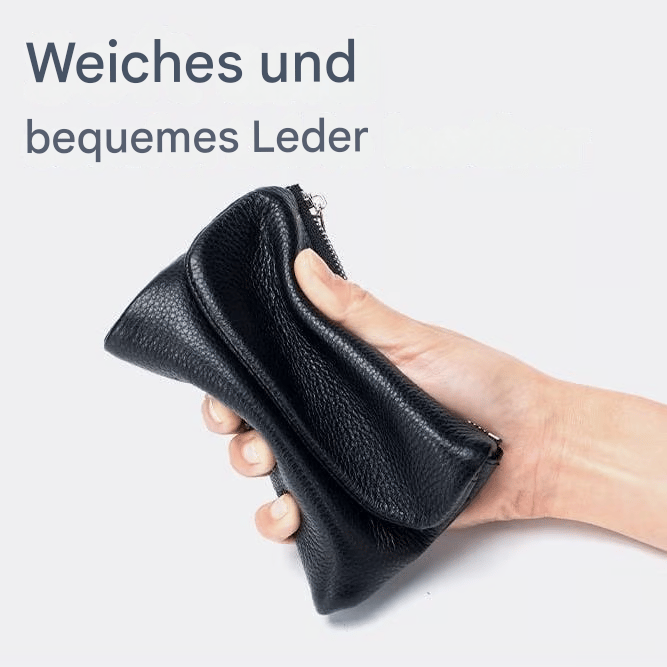 Women's Leather Bifold Wallet with Dual Zipper Pockets and Card Slots