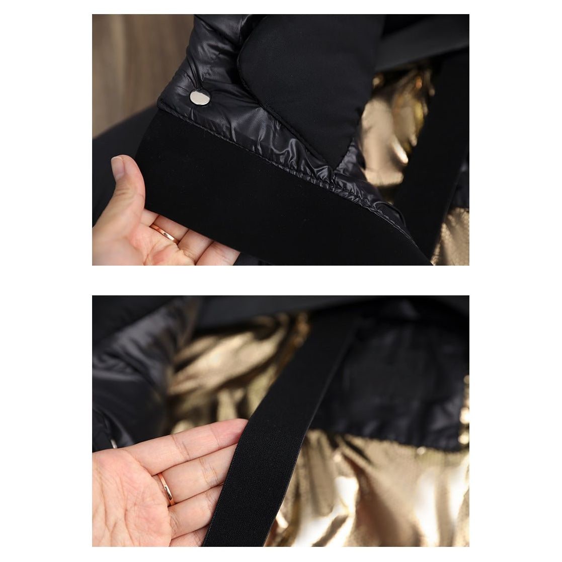 Women's Long Black Puffer Jacket with Hood Water-Resistant Quilted Winter Coat