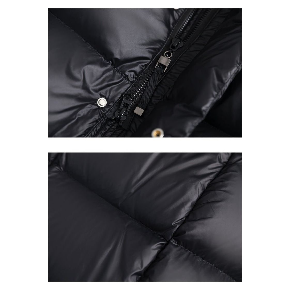 Women's Long Black Puffer Jacket with Hood Water-Resistant Quilted Winter Coat