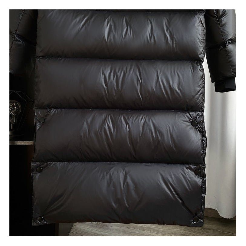 Women's Long Black Puffer Jacket with Hood Water-Resistant Quilted Winter Coat