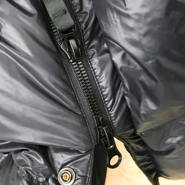 Women's Long Black Puffer Jacket with Hood Water-Resistant Quilted Winter Coat