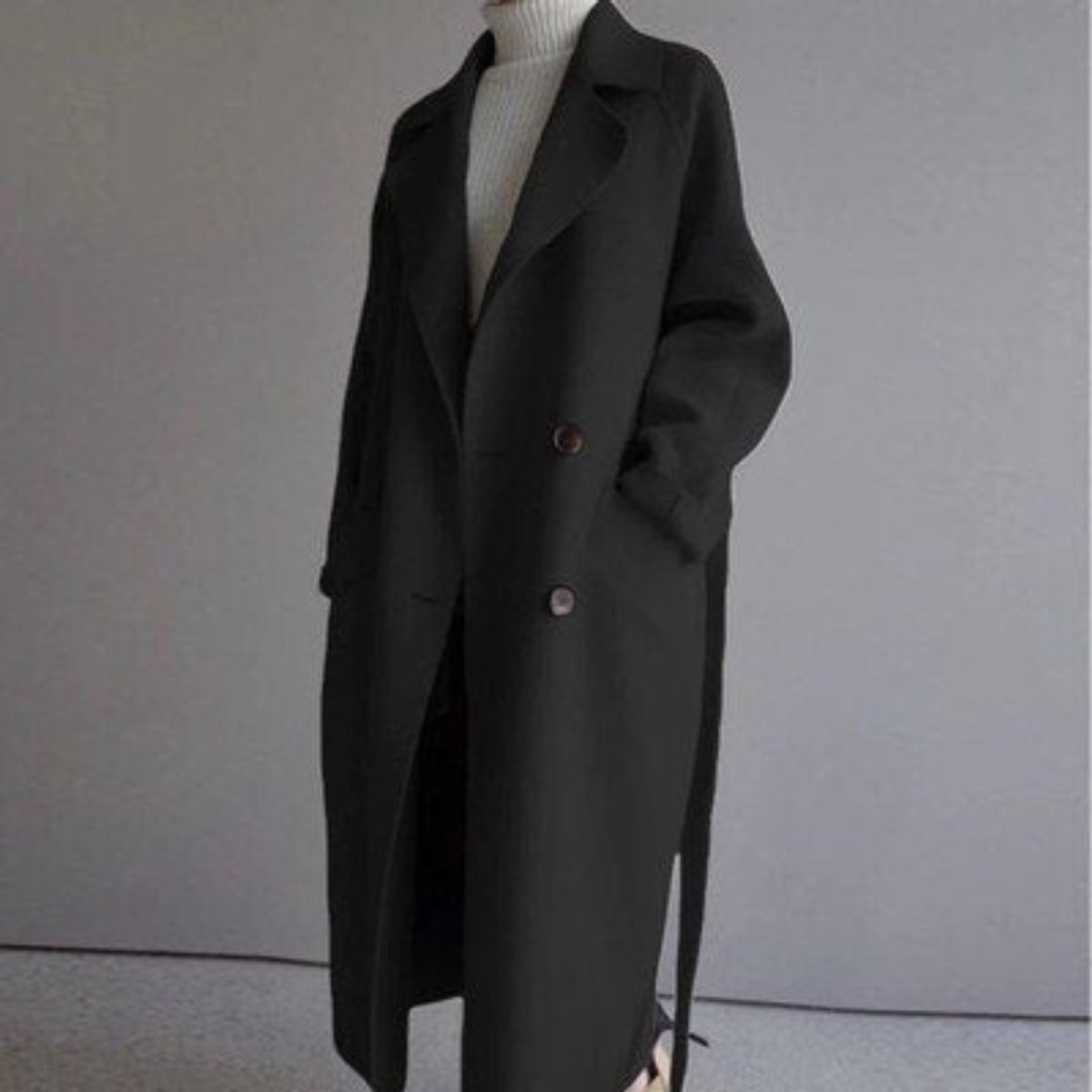 Lavinia | Long Double-Breasted Wool-Blend Trench Coat