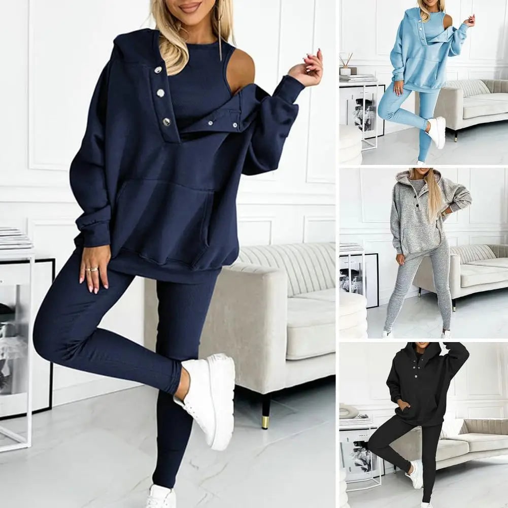 Women's Loungewear Set Tracksuit with Oversized Hoodie Tank and High Waist Leggings