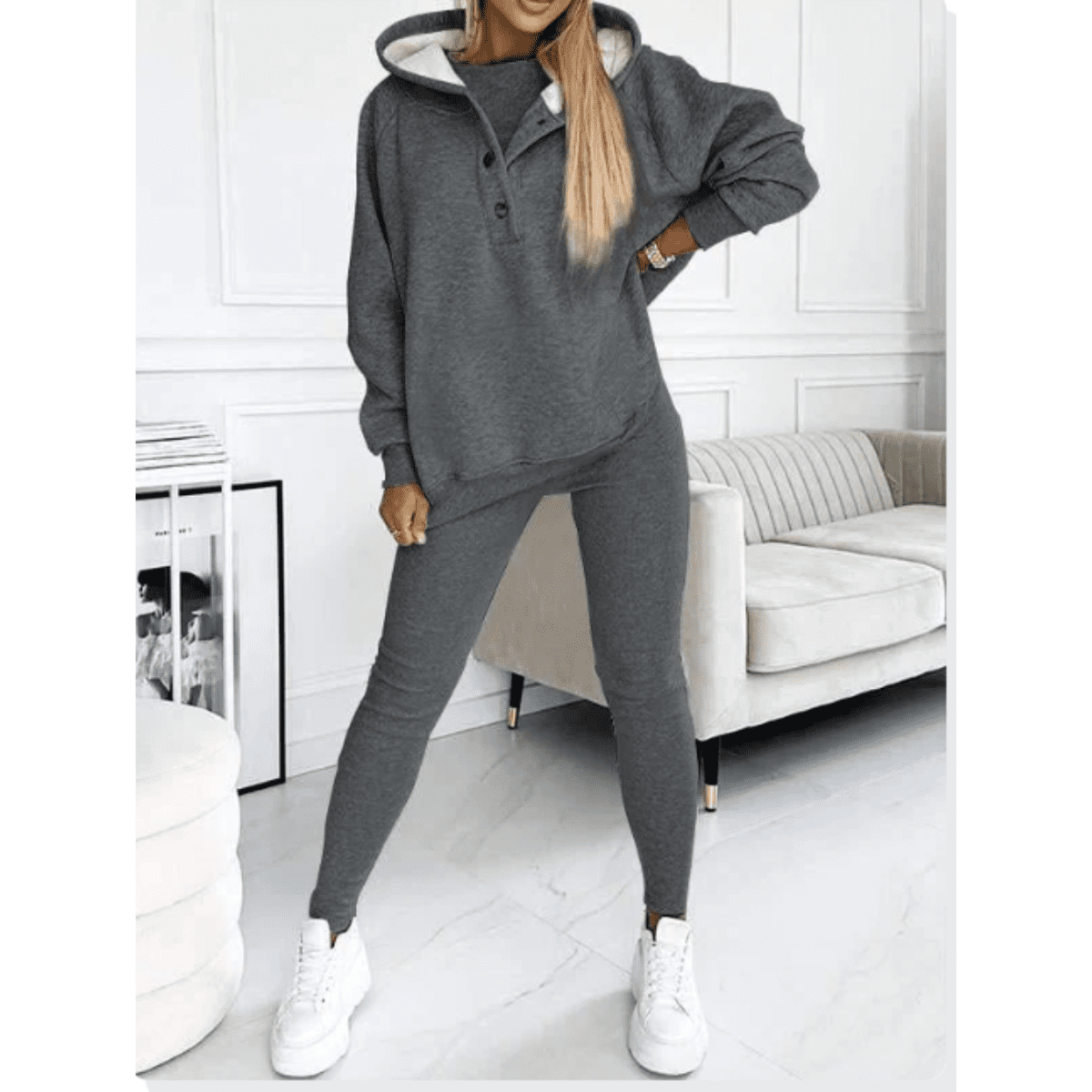 Women's Loungewear Set Tracksuit with Oversized Hoodie Tank and High Waist Leggings