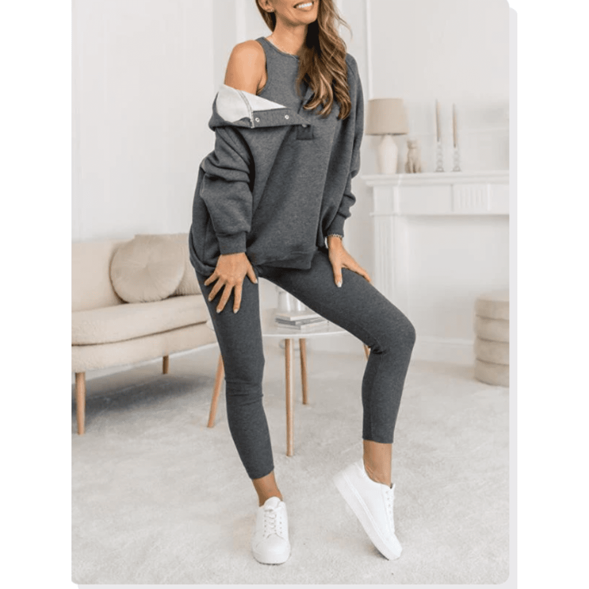 Women's Loungewear Set Tracksuit with Oversized Hoodie Tank and High Waist Leggings