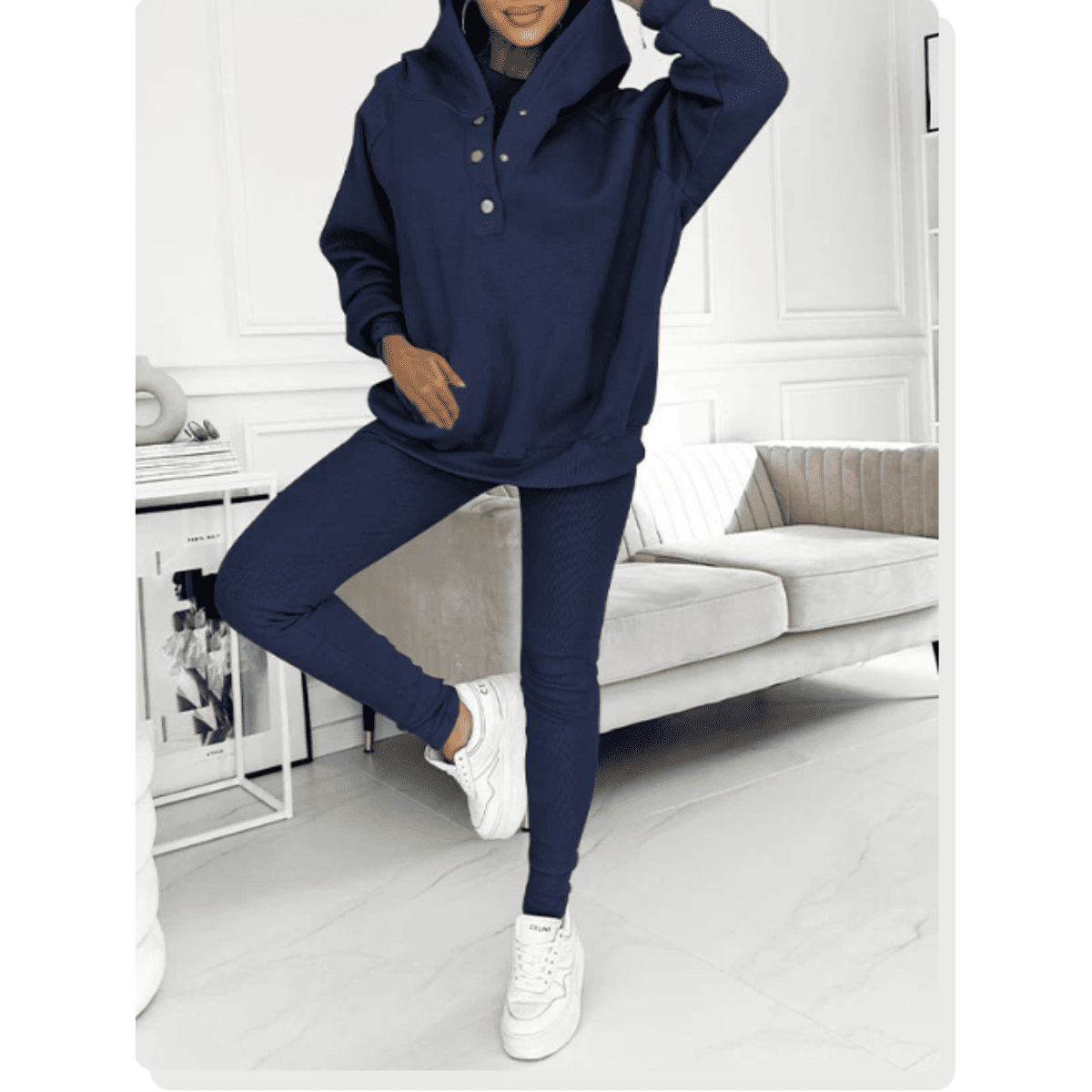 Women's Loungewear Set Tracksuit with Oversized Hoodie Tank and High Waist Leggings