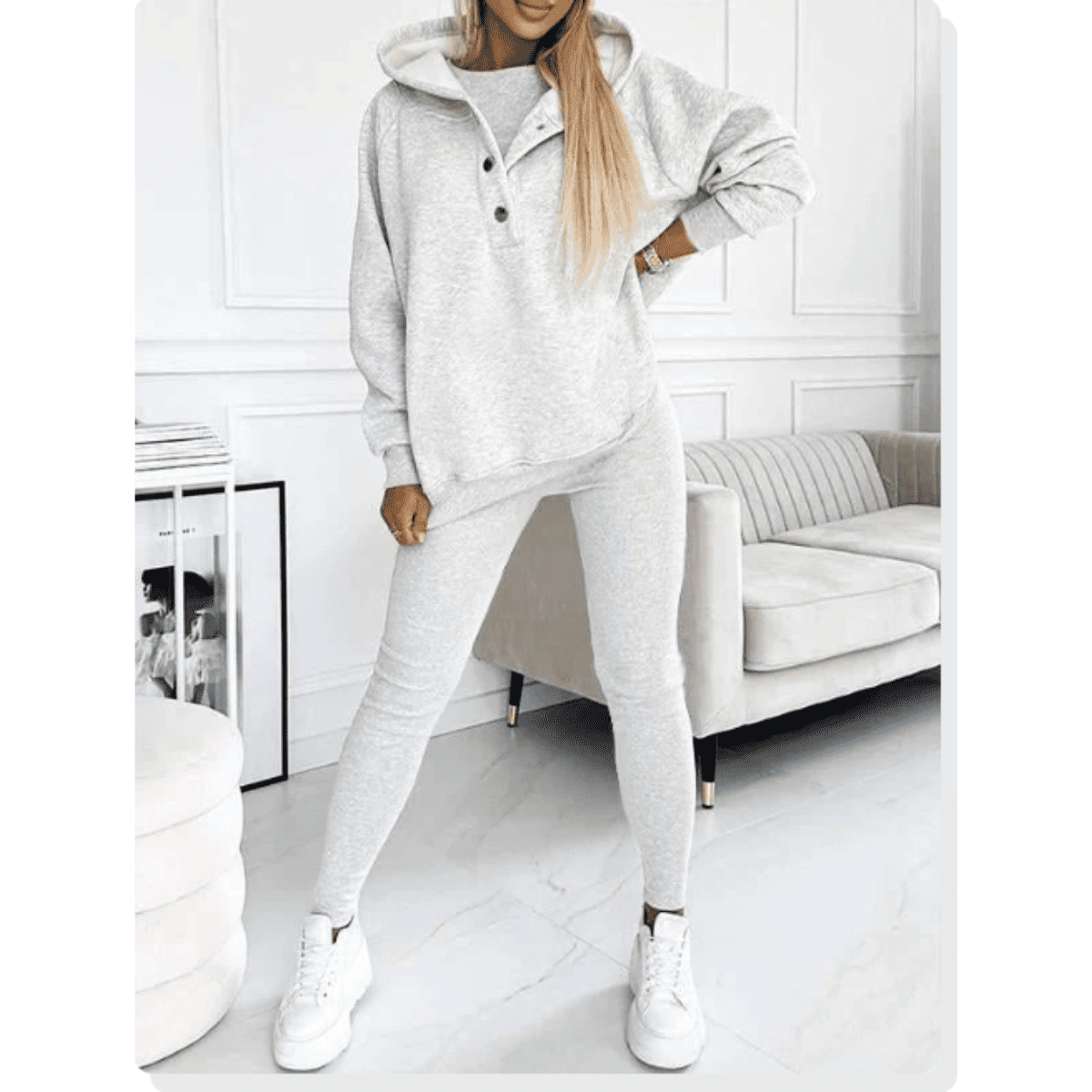 Women's Loungewear Set Tracksuit with Oversized Hoodie Tank and High Waist Leggings