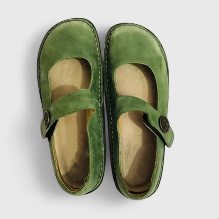 Women's Mary Jane Shoes Flats with Adjustable Strap and Cushioned Insole
