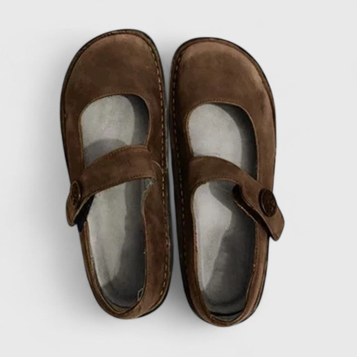 Women's Mary Jane Shoes Flats with Adjustable Strap and Cushioned Insole