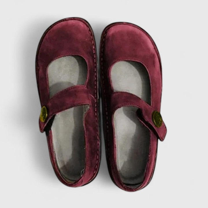 Women's Mary Jane Shoes Flats with Adjustable Strap and Cushioned Insole