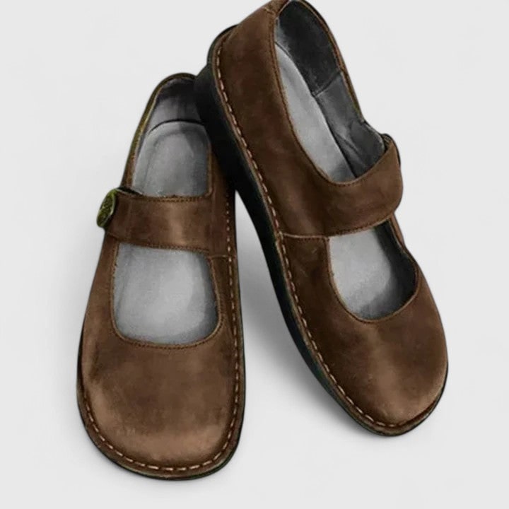 Women's Mary Jane Shoes Flats with Adjustable Strap and Cushioned Insole