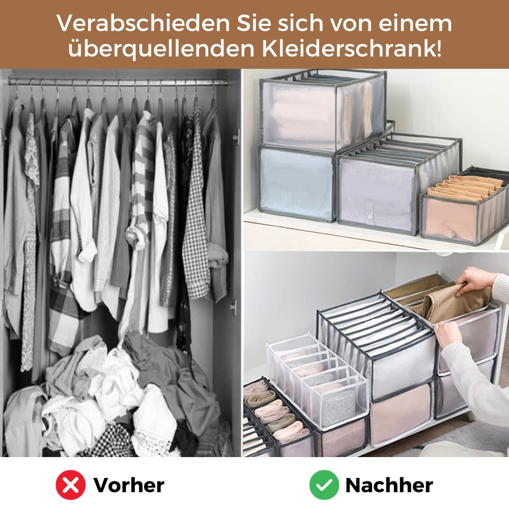 Mesh Clothes Drawer Organizer with Divided Compartments and Closet Dividers