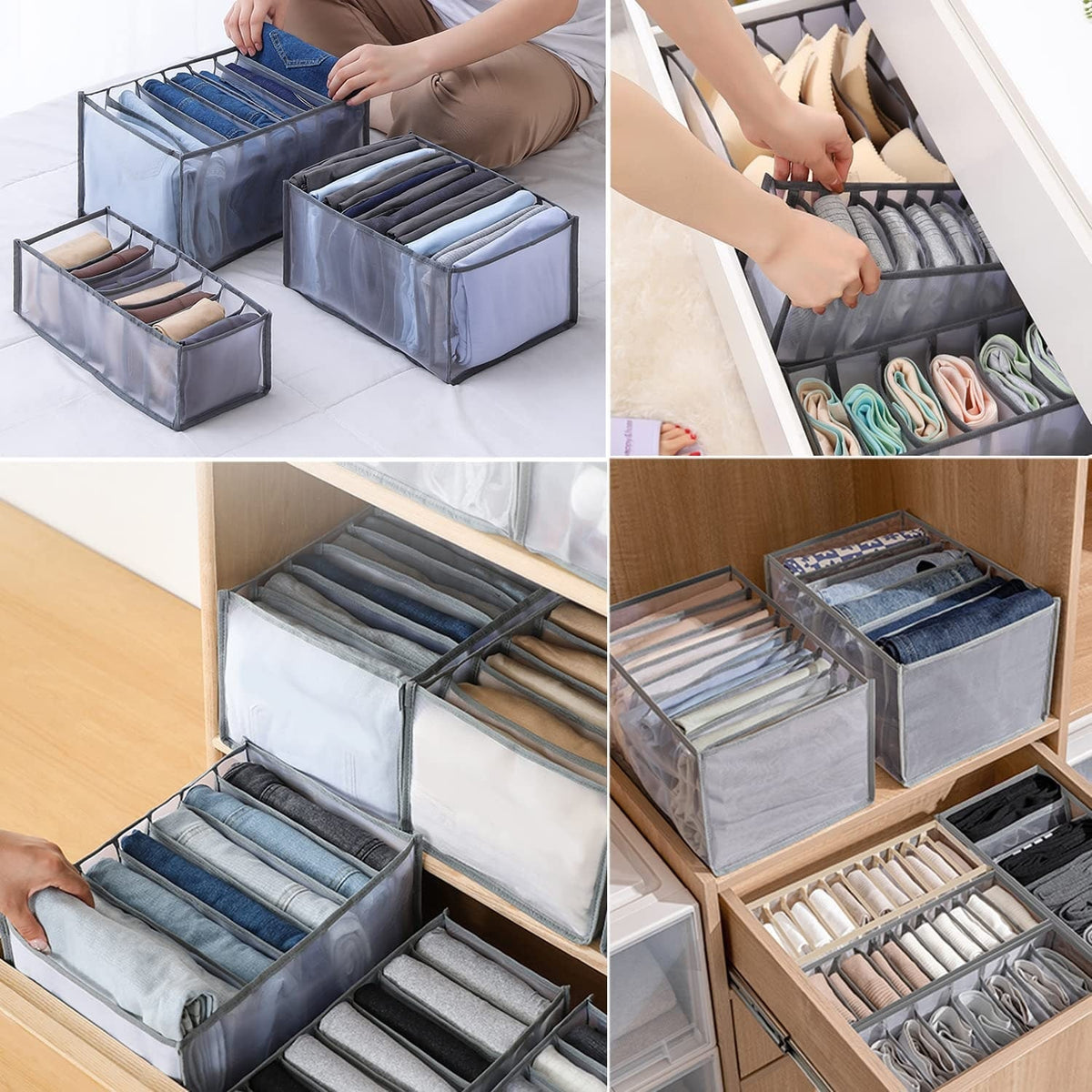Mesh Clothes Drawer Organizer with Divided Compartments and Closet Dividers