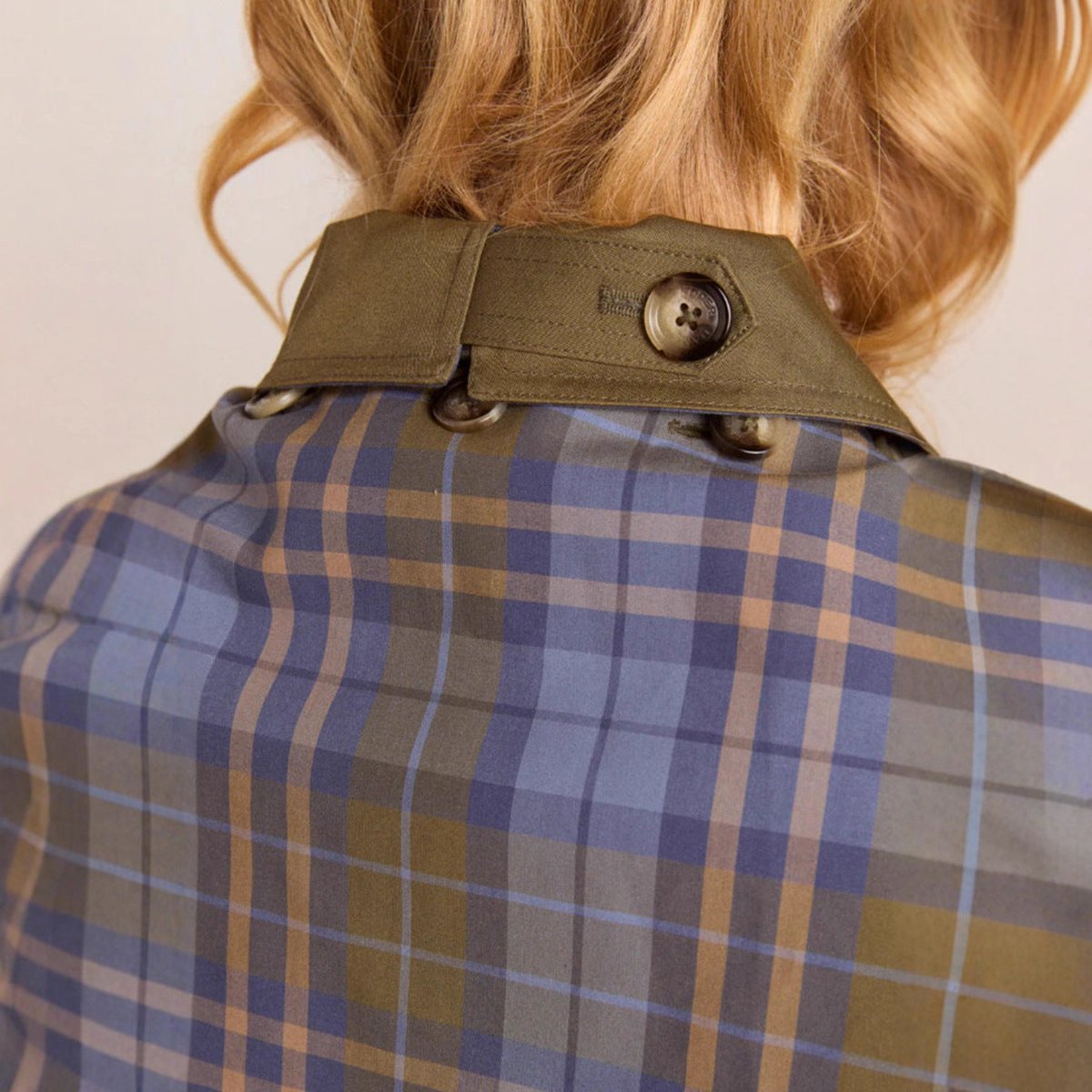 Sophia | Oversized Double-Breasted Tartan-Lined Collar Trench Coat