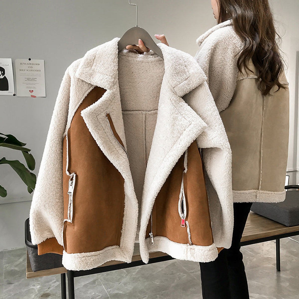 Wilhelmina | Sherpa Oversized Zip-Up Fleece Jacket