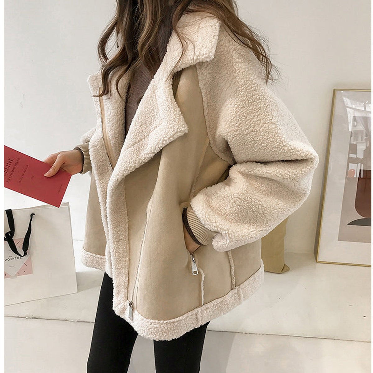 Wilhelmina | Sherpa Oversized Zip-Up Fleece Jacket