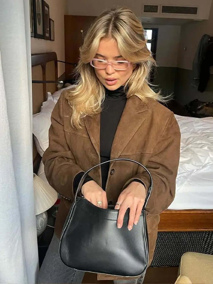 Genevieve | Oversized Suede Long Sleeve Blazer