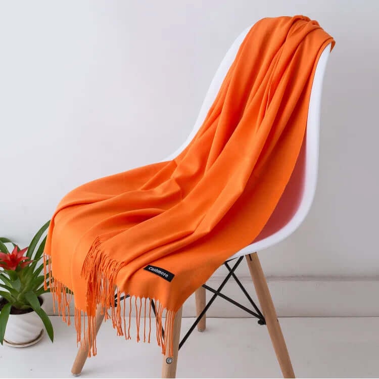 Women's Pashmina Scarf with Fringed Tassel Ends and Fine Knit Texture