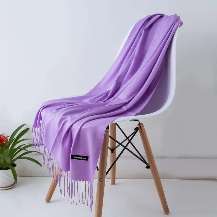 Women's Pashmina Scarf with Fringed Tassel Ends and Fine Knit Texture