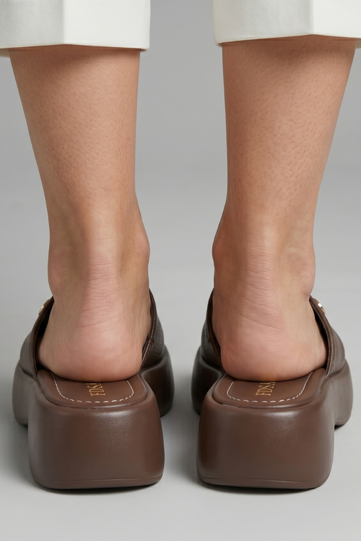 Women's Platform Slides with Chunky Sole and Open Toe Slip-On