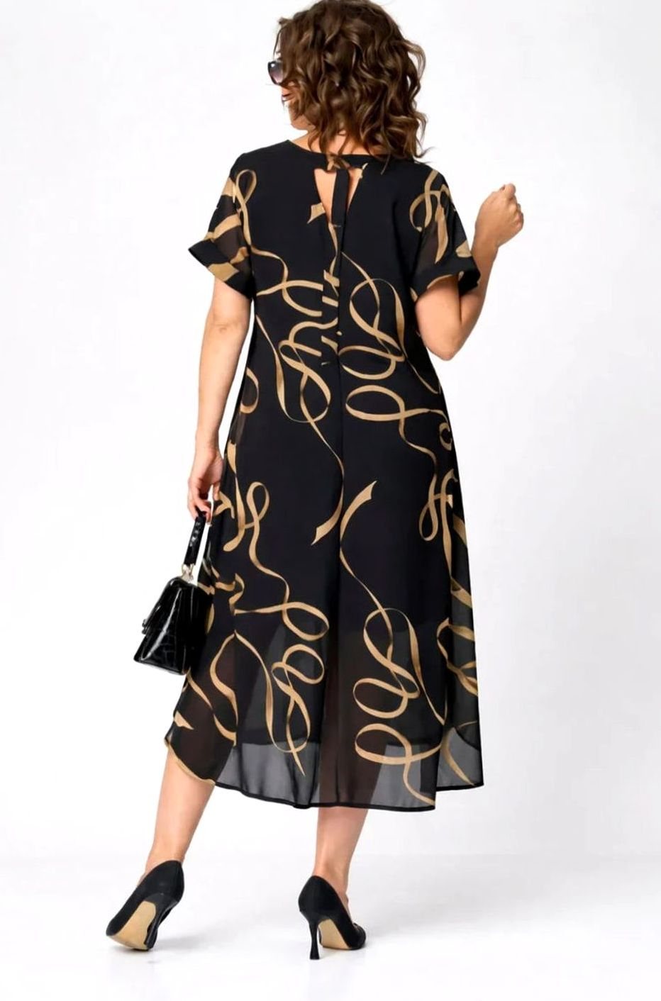 Madison | Women's Plus-Size V-Neck Chiffon Midi Formal Dress