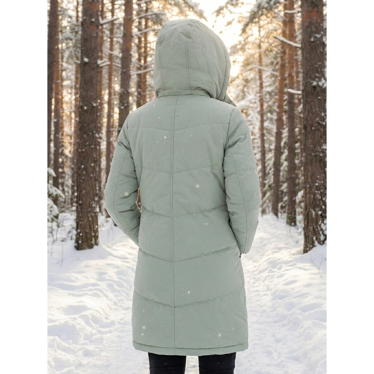Women's Puffer Coat with Quilted Design and Sherpa-Lined Hood for Winter
