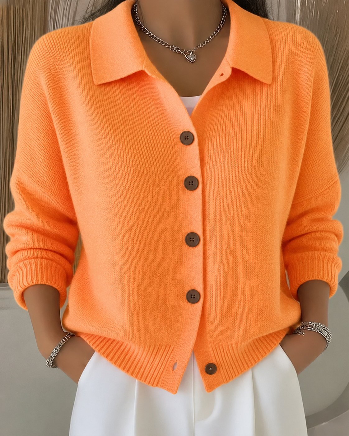 Romilly | Relaxed-Fit Button-Up Collared Knit Cardigan