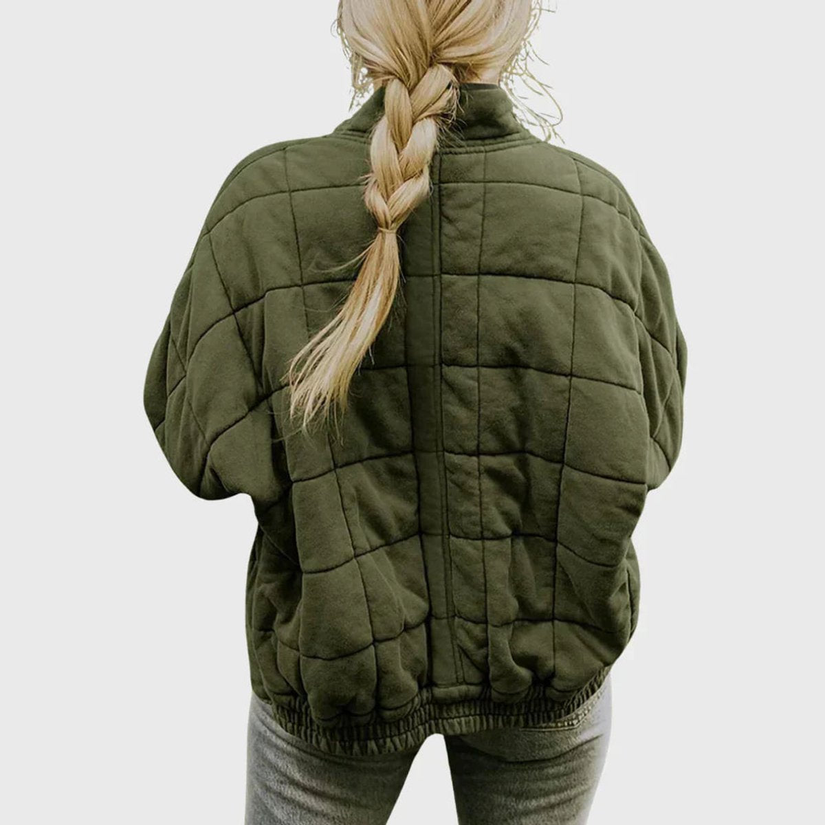 Una | Relaxed-Fit Diamond Zip-Up Quilted Jacket