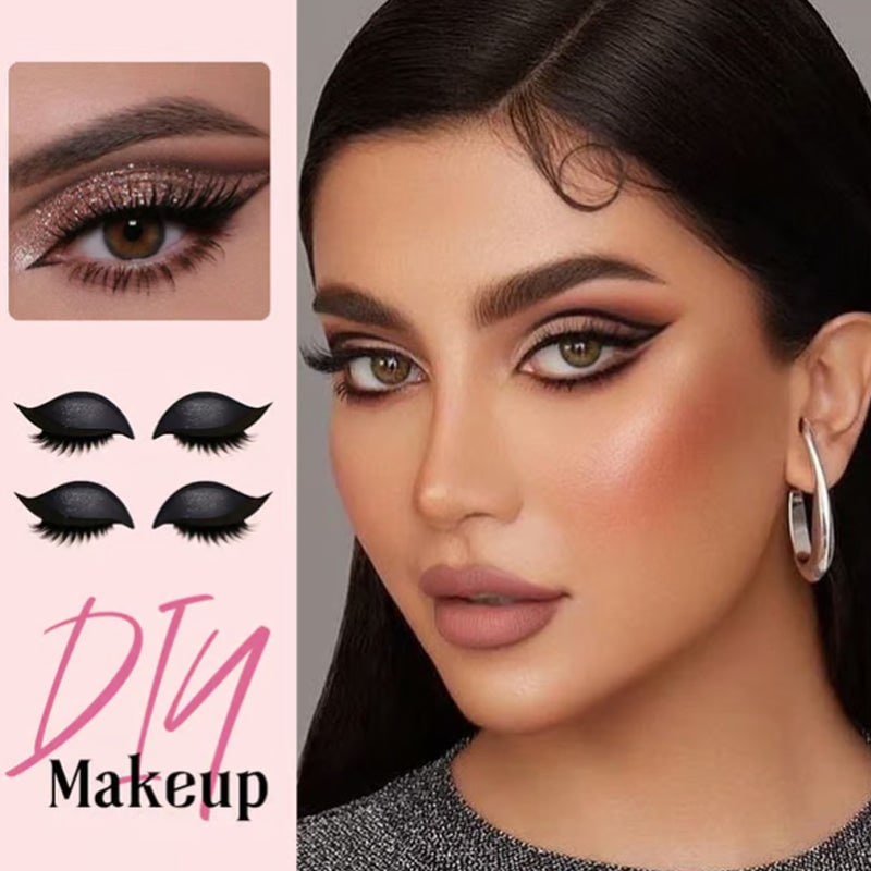 Women's Reusable Self-Adhesive Eyeliner Stickers with False Lashes and Eyeshadow