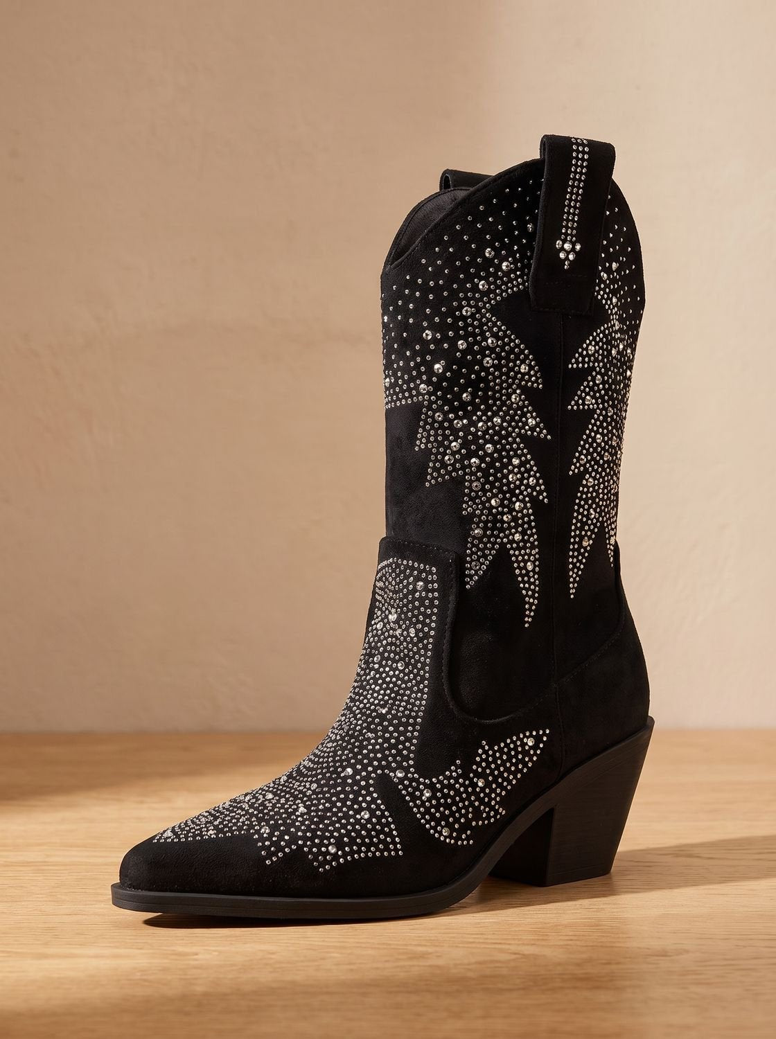 Scarlett | Women's Rhinestone Embellished Mid-Calf Block-Heel Cowboy Boots