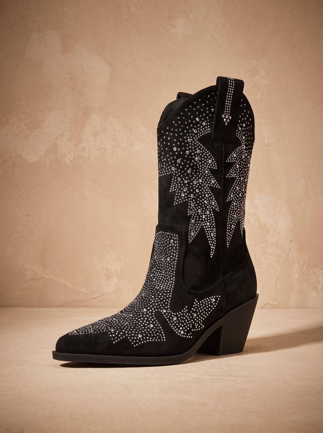 Scarlett | Women's Rhinestone Embellished Mid-Calf Block-Heel Cowboy Boots