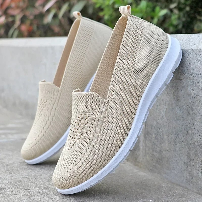 Women's Slip on Shoes Sneakers with Lightweight Knit Mesh and Walking Sole White