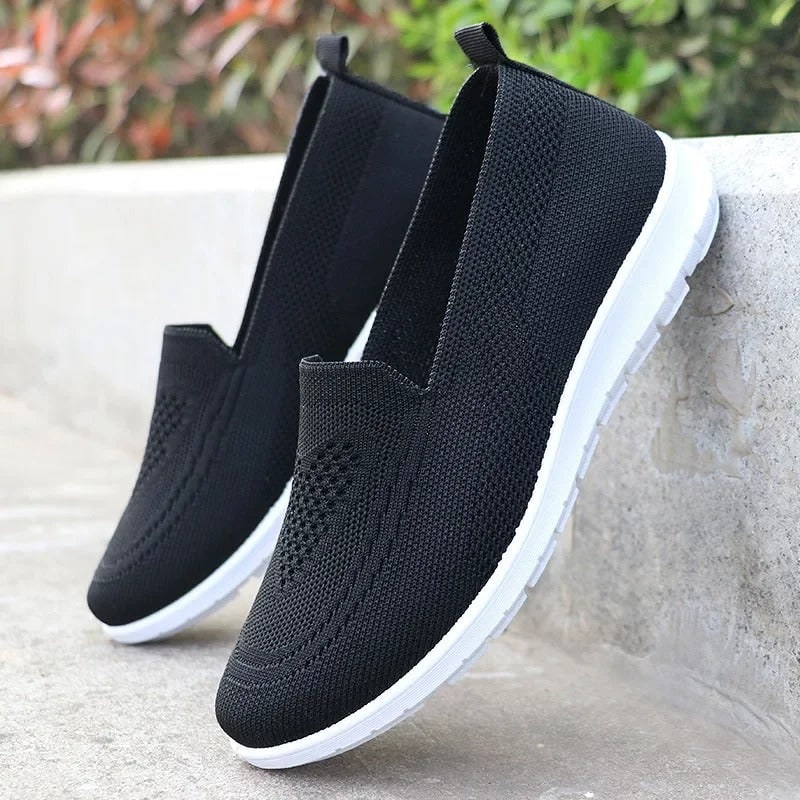 Women's Slip on Shoes Sneakers with Lightweight Knit Mesh and Walking Sole White