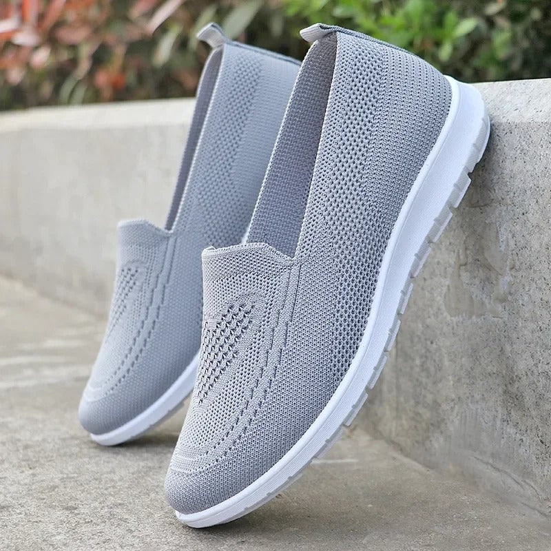 Women's Slip on Shoes Sneakers with Lightweight Knit Mesh and Walking Sole White