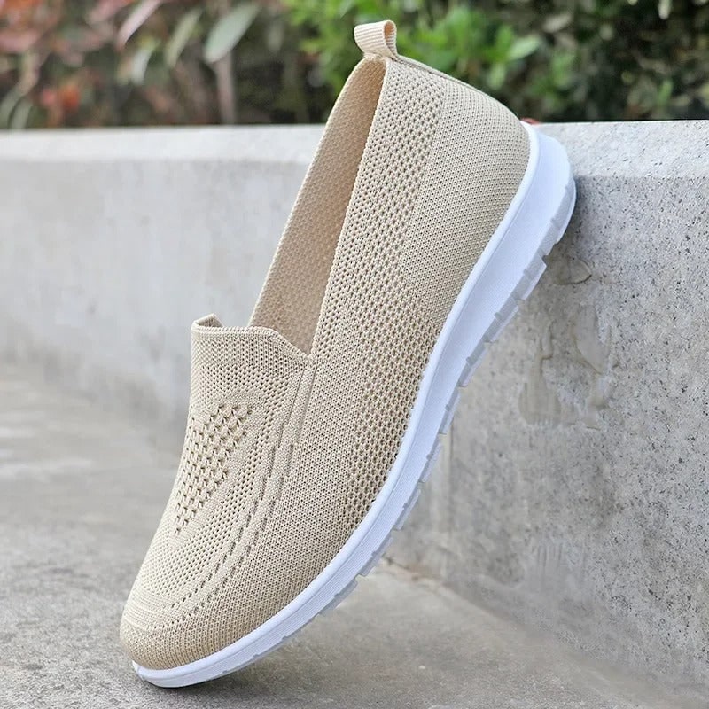 Women's Slip on Shoes Sneakers with Lightweight Knit Mesh and Walking Sole White