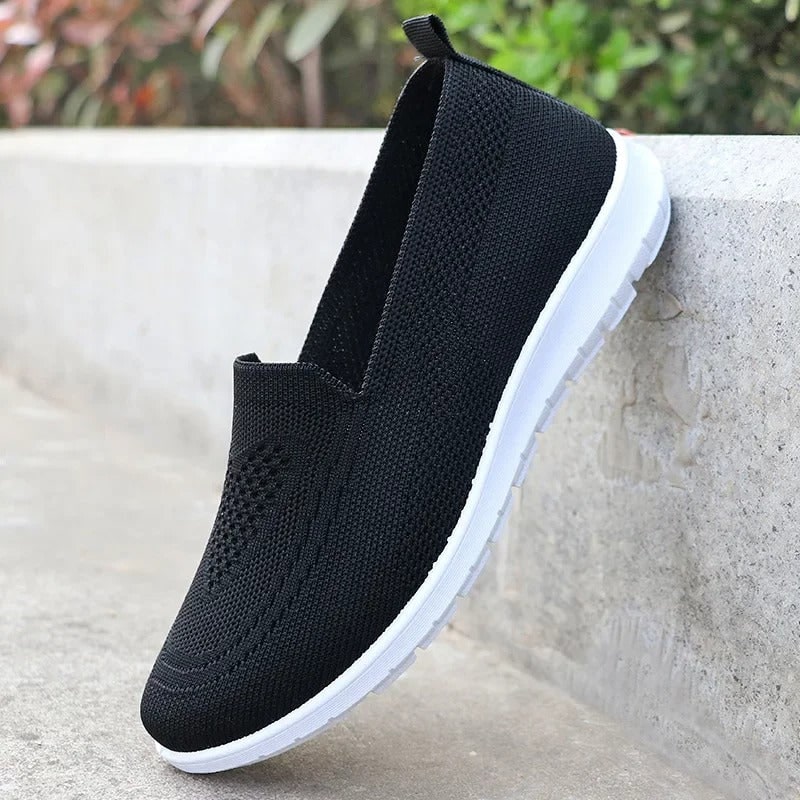 Women's Slip on Shoes Sneakers with Lightweight Knit Mesh and Walking Sole White