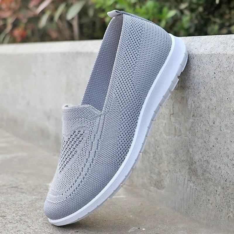 Women's Slip on Shoes Sneakers with Lightweight Knit Mesh and Walking Sole White