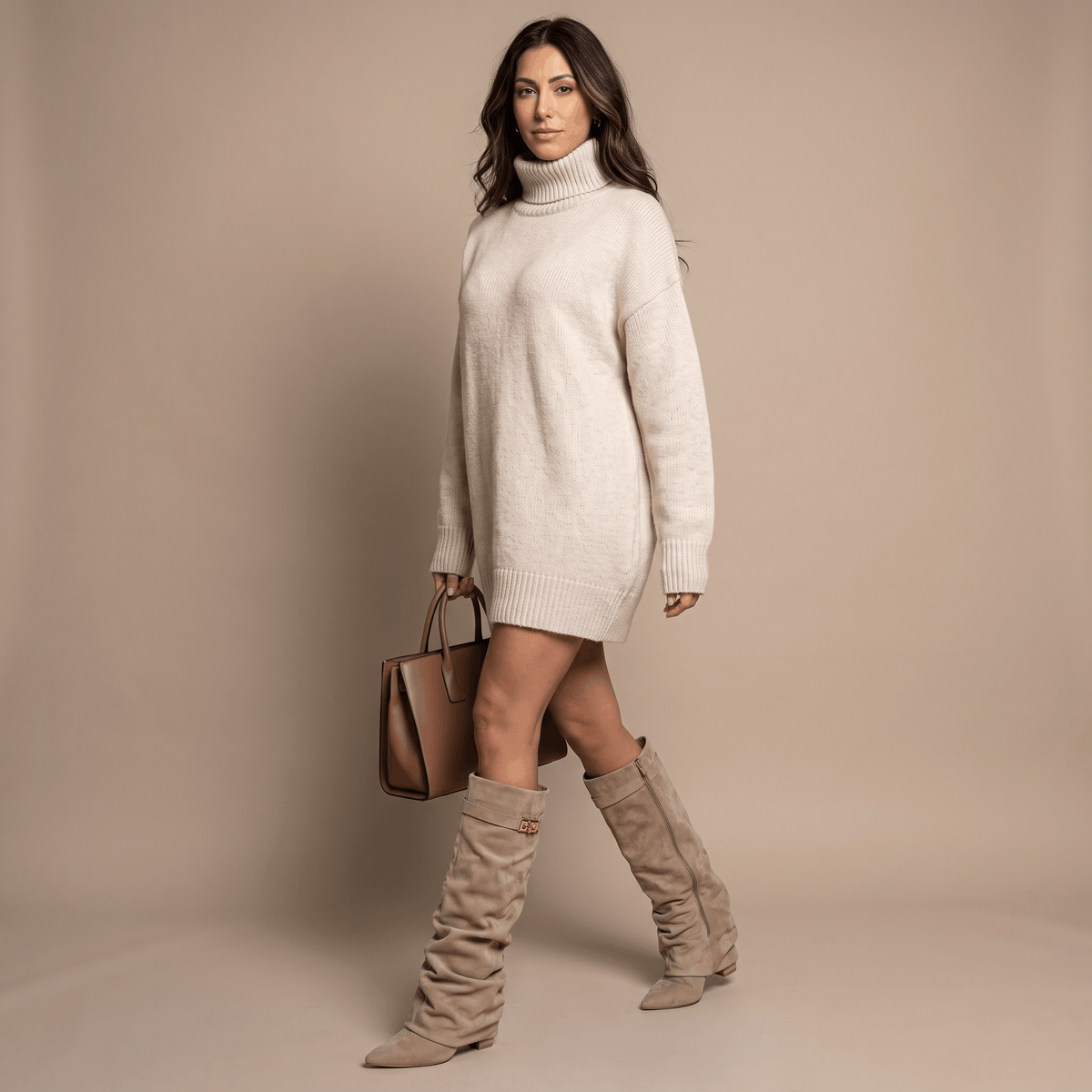 Suede Fold-Over Knee-High Boots for Women – Pointed-Toe & Side Zip | Vicky