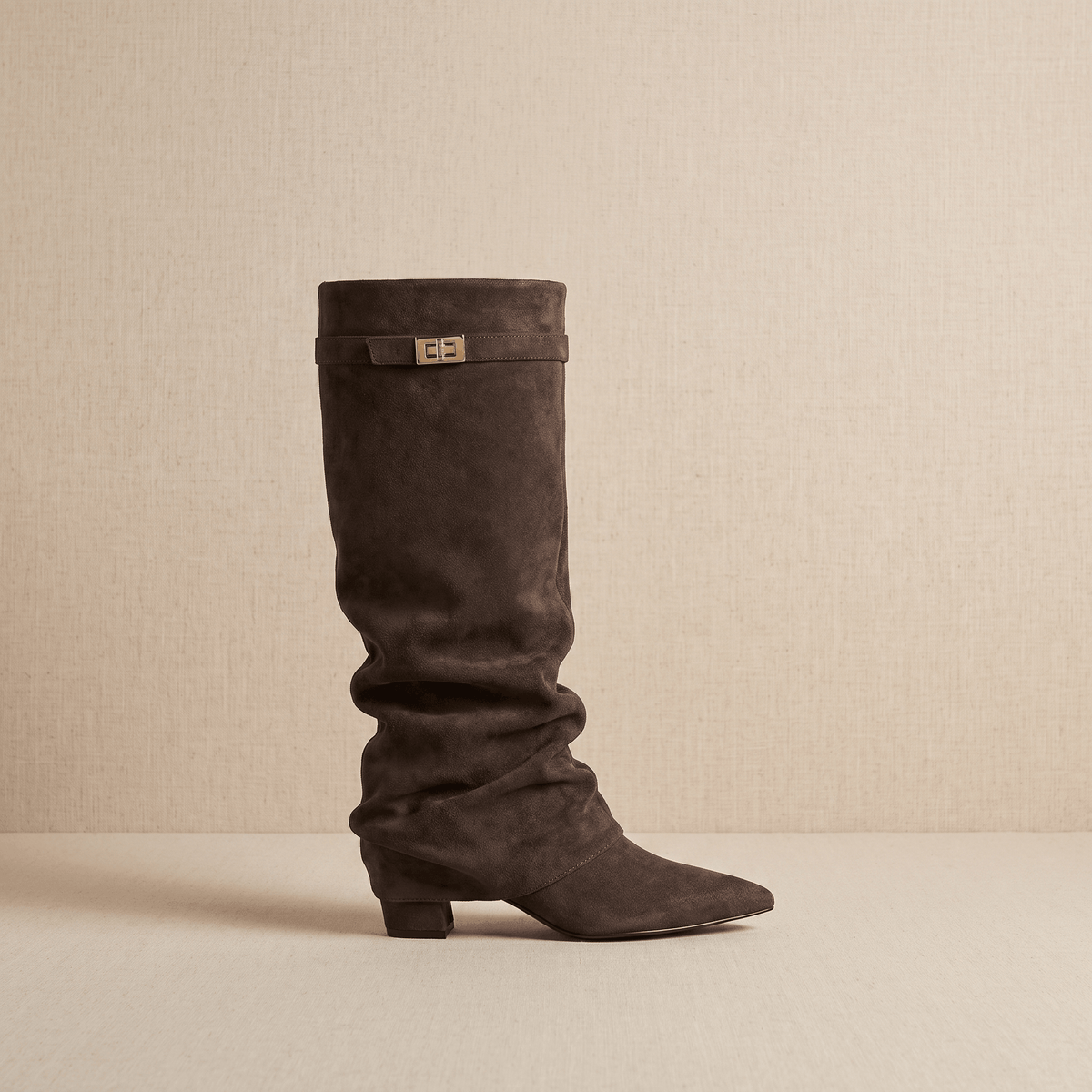 Suede Fold-Over Knee-High Boots for Women – Pointed-Toe & Side Zip | Vicky