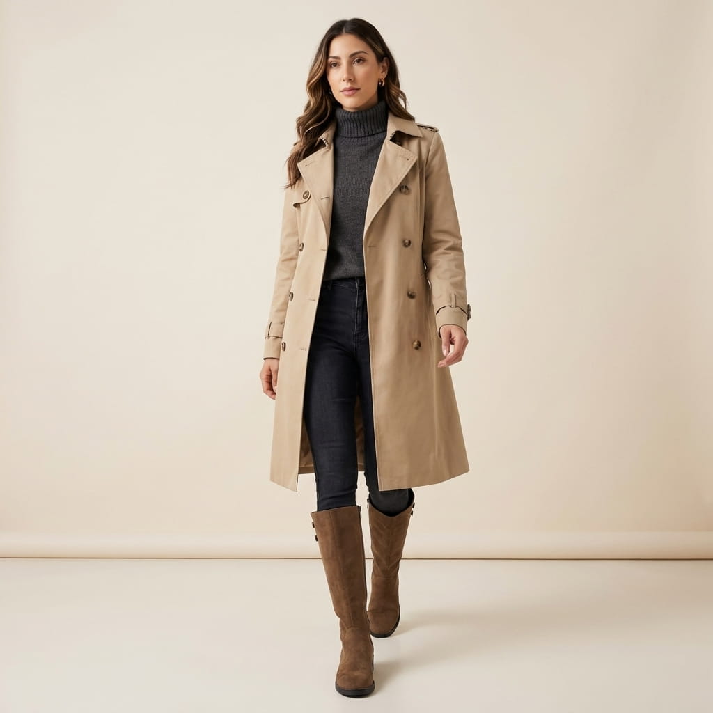 Suede Knee-High Boots for Women – Full Side Zip, Low Block Heel & Round Toe | Liora
