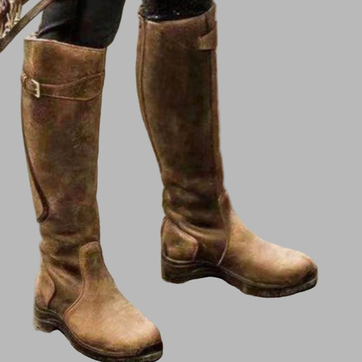 Harper | Women's Tall Leather Knee-High Buckle Strap Hiking Boots