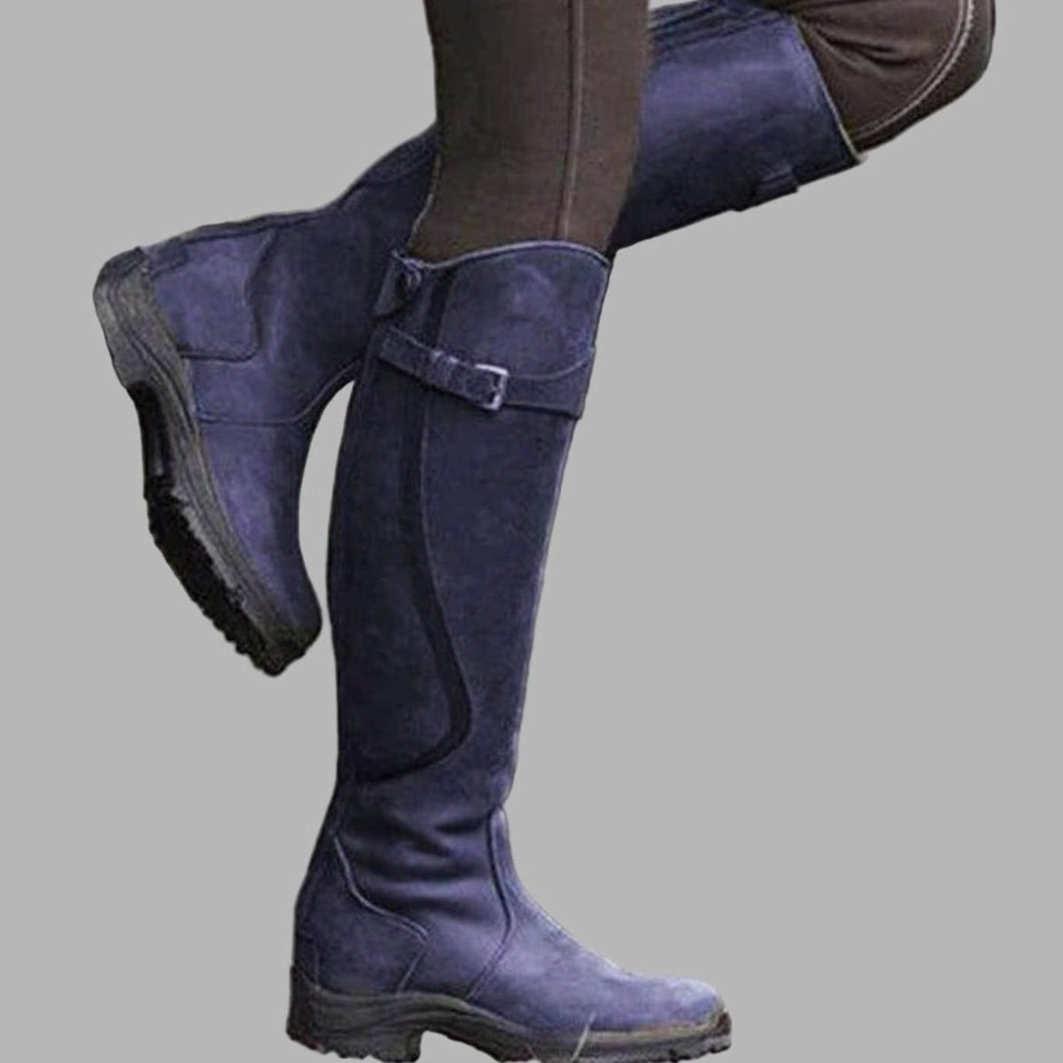 Harper | Women's Tall Leather Knee-High Buckle Strap Hiking Boots
